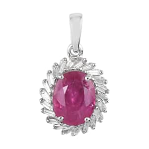 Rhapsody 950 Platinum AAAA Mozambique Ruby and E-F VS Diamond Halo Pendant 2.65 ctw