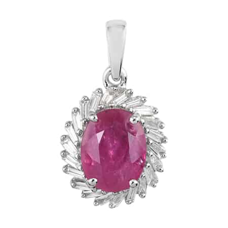 Rhapsody 950 Platinum AAAA Mozambique Ruby and E-F VS Diamond Halo Pendant 2.65 ctw image number 0
