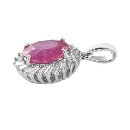 Rhapsody 950 Platinum AAAA Mozambique Ruby and E-F VS Diamond Halo Pendant 2.65 ctw image number 2