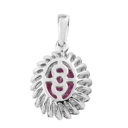 Rhapsody 950 Platinum AAAA Mozambique Ruby and E-F VS Diamond Halo Pendant 2.65 ctw image number 3
