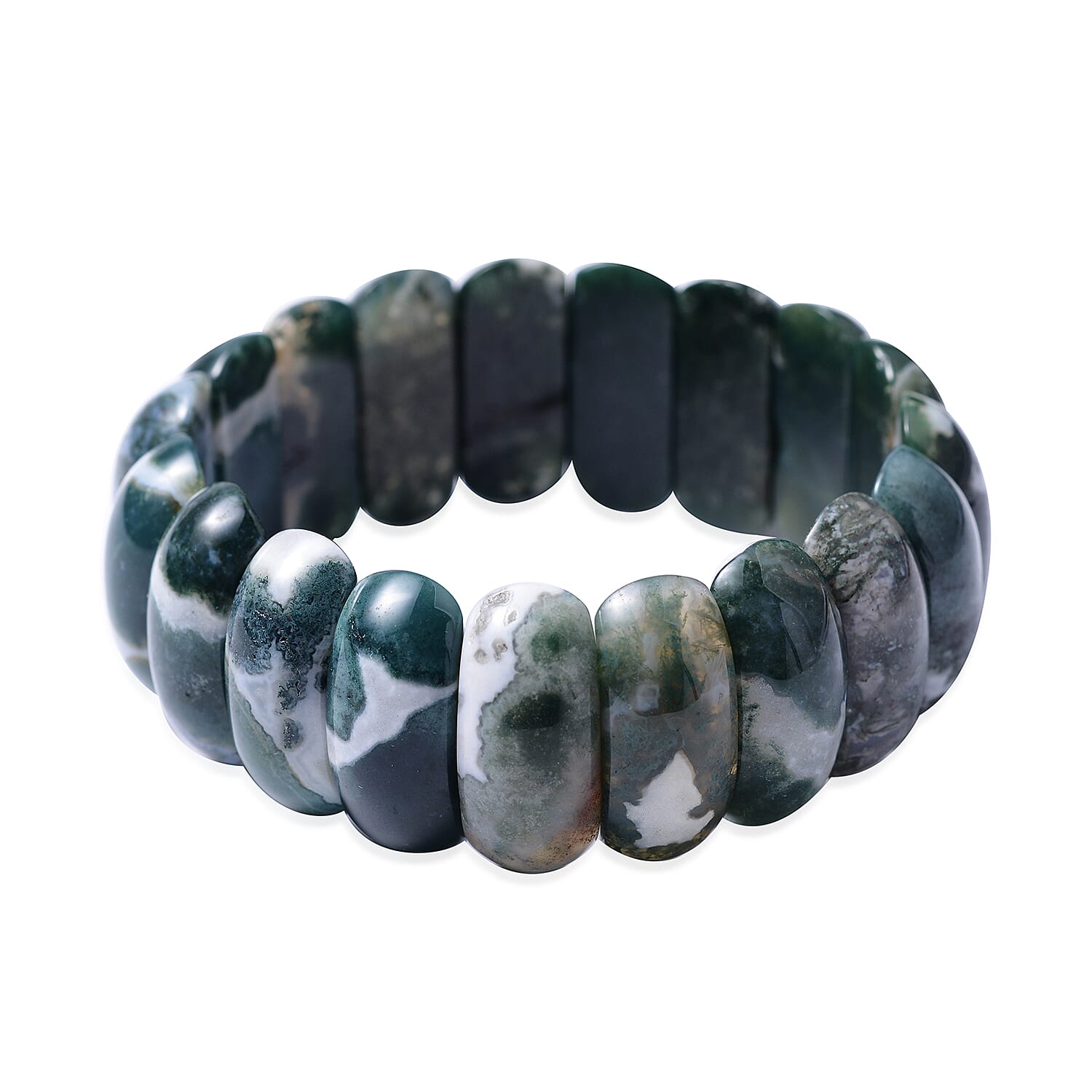 Indian Agate Block Stretch Bracelet 331.50 ctw