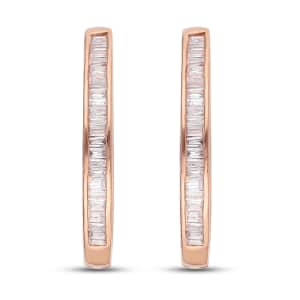 Natural Pink Diamond I3 Hoop Earrings in Vermeil Rose Gold Over Sterling Silver 0.50 ctw