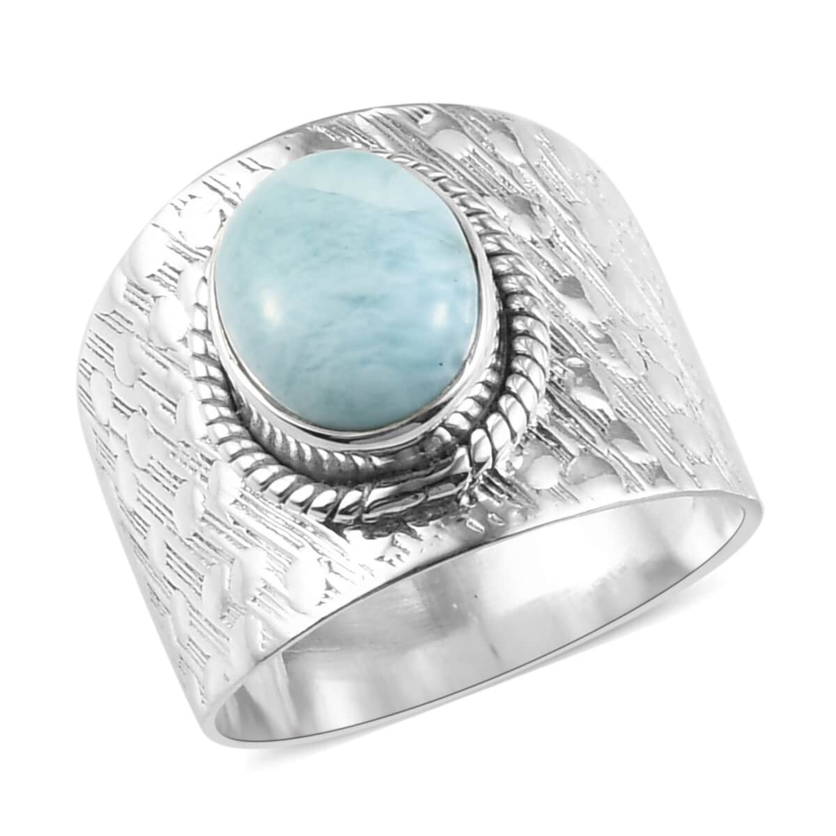 Larimar Ring in Platinum Over Sterling Silver (Size 7.0) 3.20 ctw image number 0