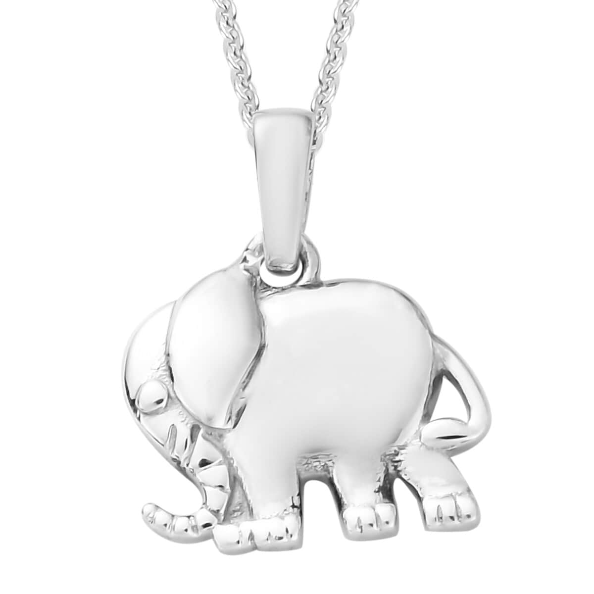 Elephant Pendant Necklace (12-15 Inches) in Platinum Over Sterling Silver 4.20 Grams image number 0