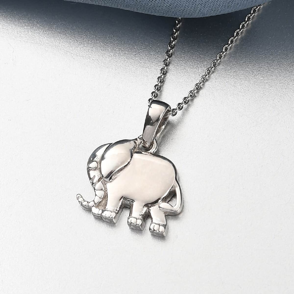 Elephant Pendant Necklace (12-15 Inches) in Platinum Over Sterling Silver 4.20 Grams image number 1