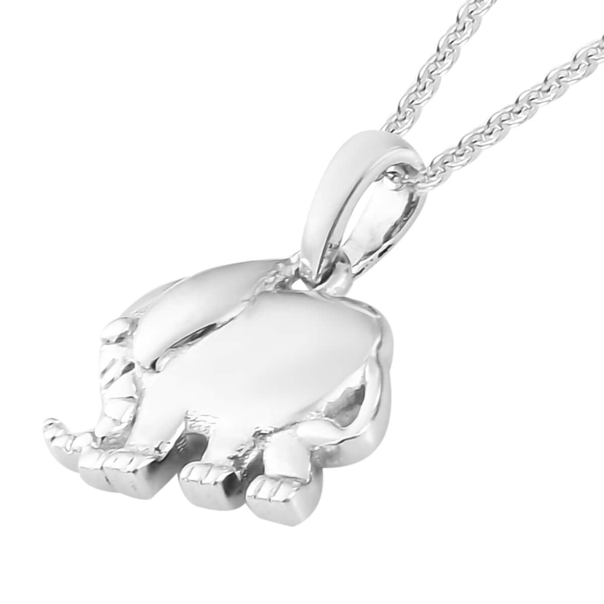 Elephant Pendant Necklace (12-15 Inches) in Platinum Over Sterling Silver 4.20 Grams image number 3