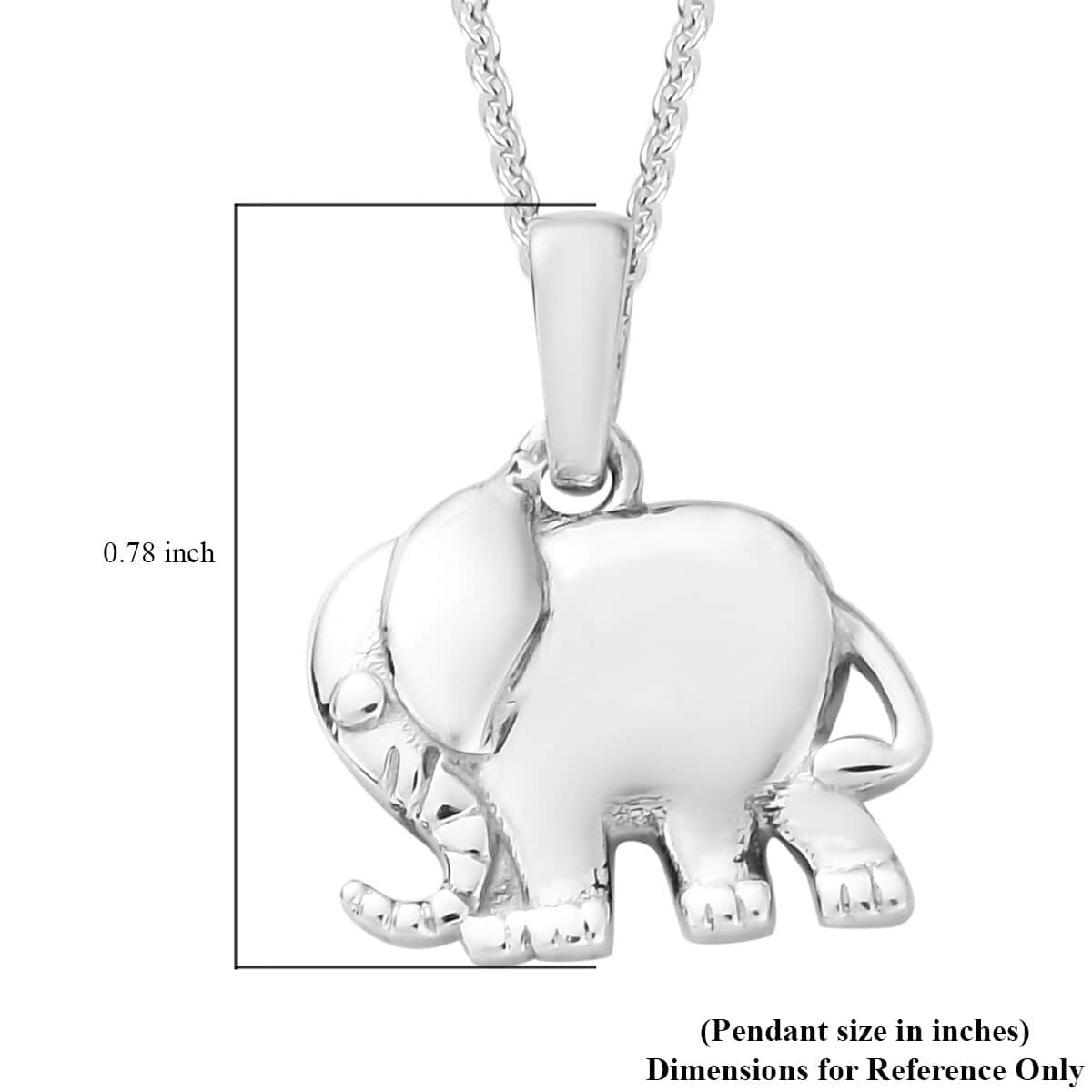 Elephant Pendant Necklace (12-15 Inches) in Platinum Over Sterling Silver 4.20 Grams image number 4
