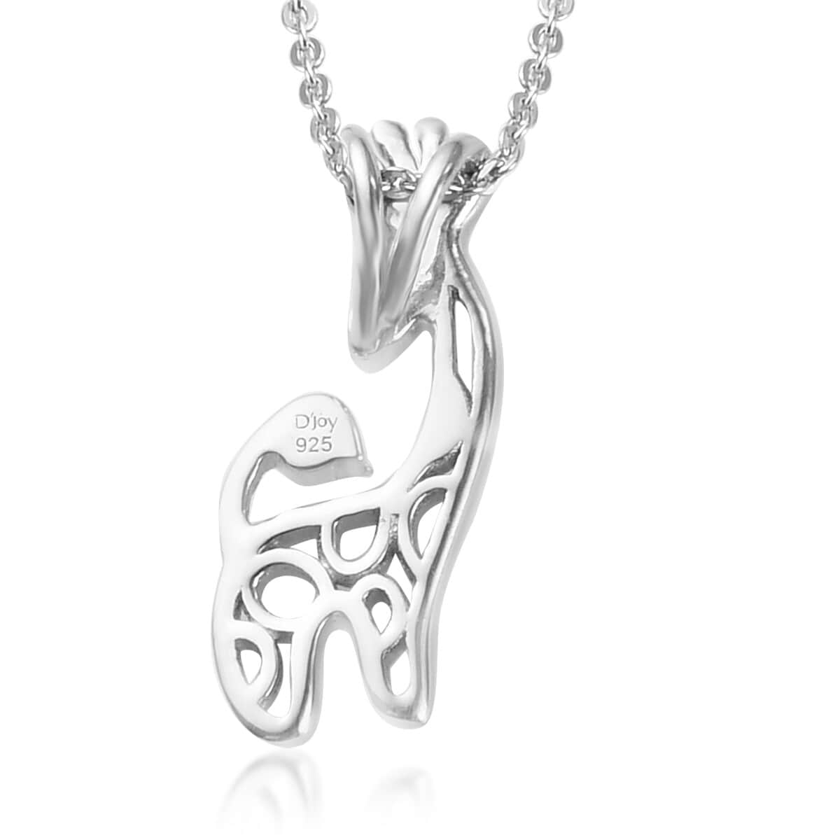 Platinum Over Sterling Silver Giraffe Pendant Necklace 20 Inches 3.10 Grams image number 4