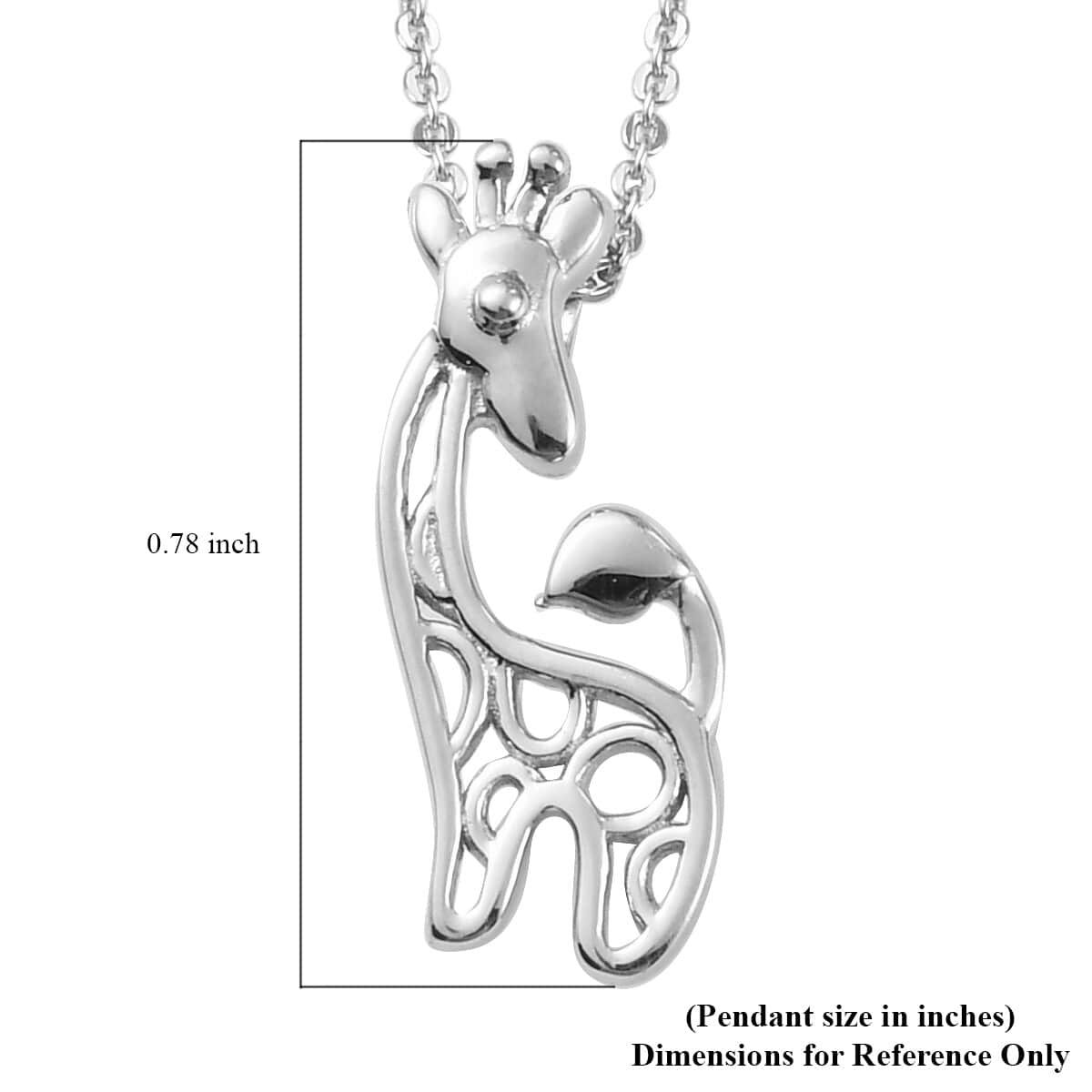 Platinum Over Sterling Silver Giraffe Pendant Necklace 20 Inches 3.10 Grams image number 5
