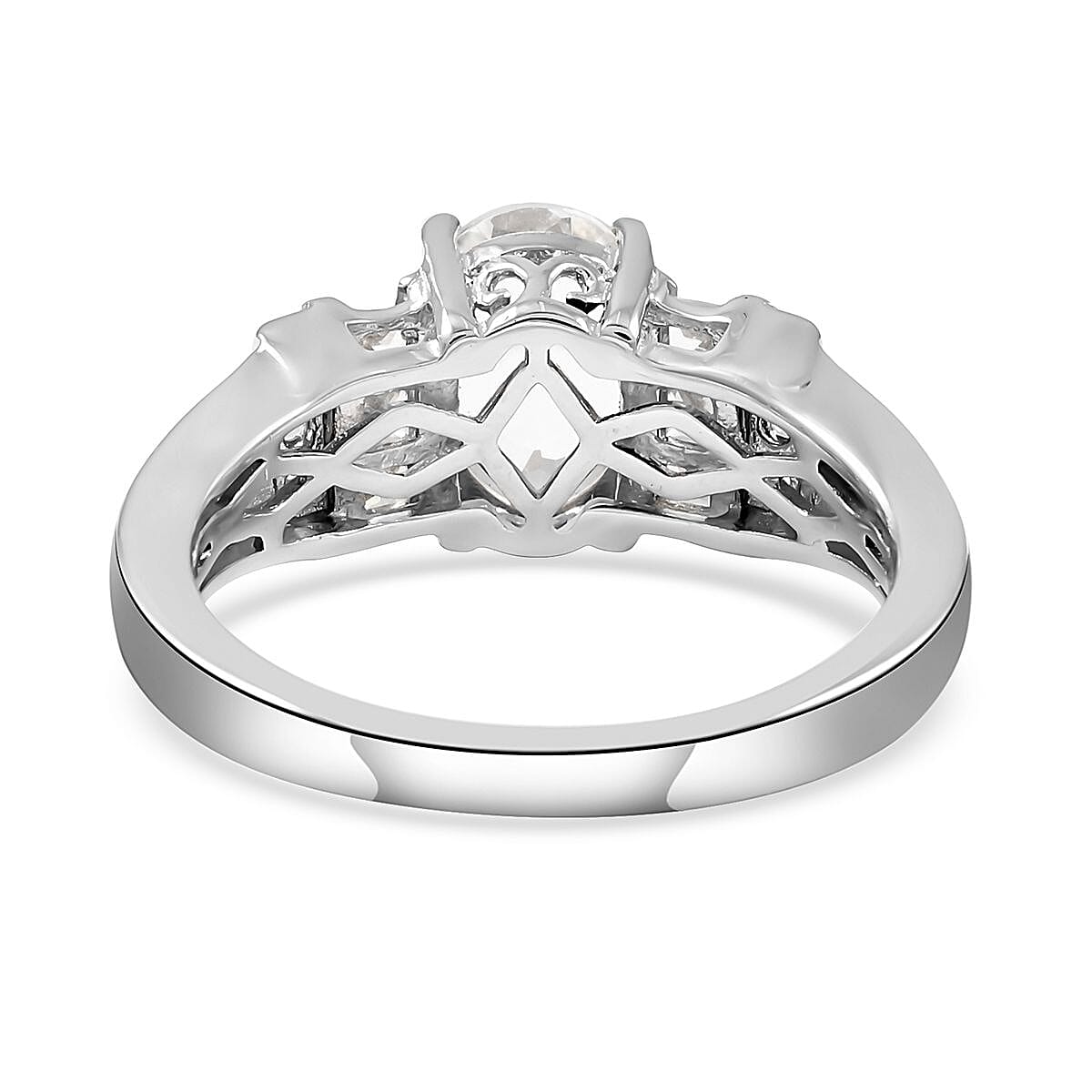 Pink Morganite and Zircon Ring in Platinum Over Sterling Silver (Size 7.0) 2.00 ctw