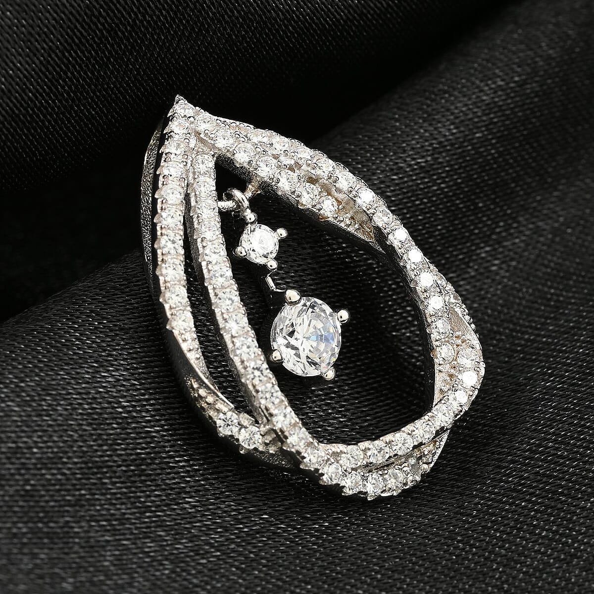 Simulated Diamond Pendant in Platinum Over Sterling Silver image number 1