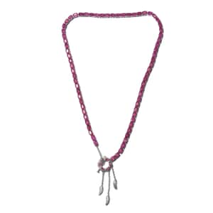 Niassa Ruby (FF) and Zircon Necklace 18 Inches in Platinum Over Sterling Silver 32.10 ctw