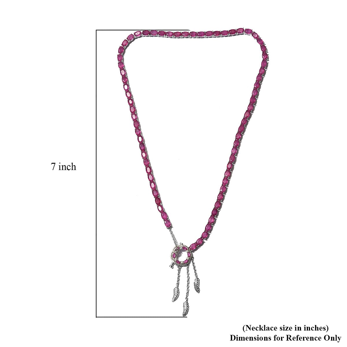 Niassa Ruby (FF) and Zircon Necklace 18 Inches in Platinum Over Sterling Silver 32.10 ctw image number 1