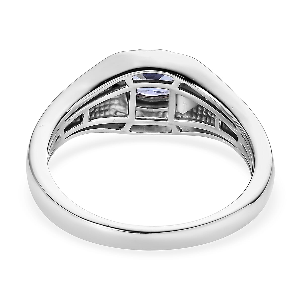 Tanzanite and White Zircon Men's Ring in Vermeil Yellow Gold and Platinum Over Sterling Silver (Size 12.0) 0.75 ctw image number 4