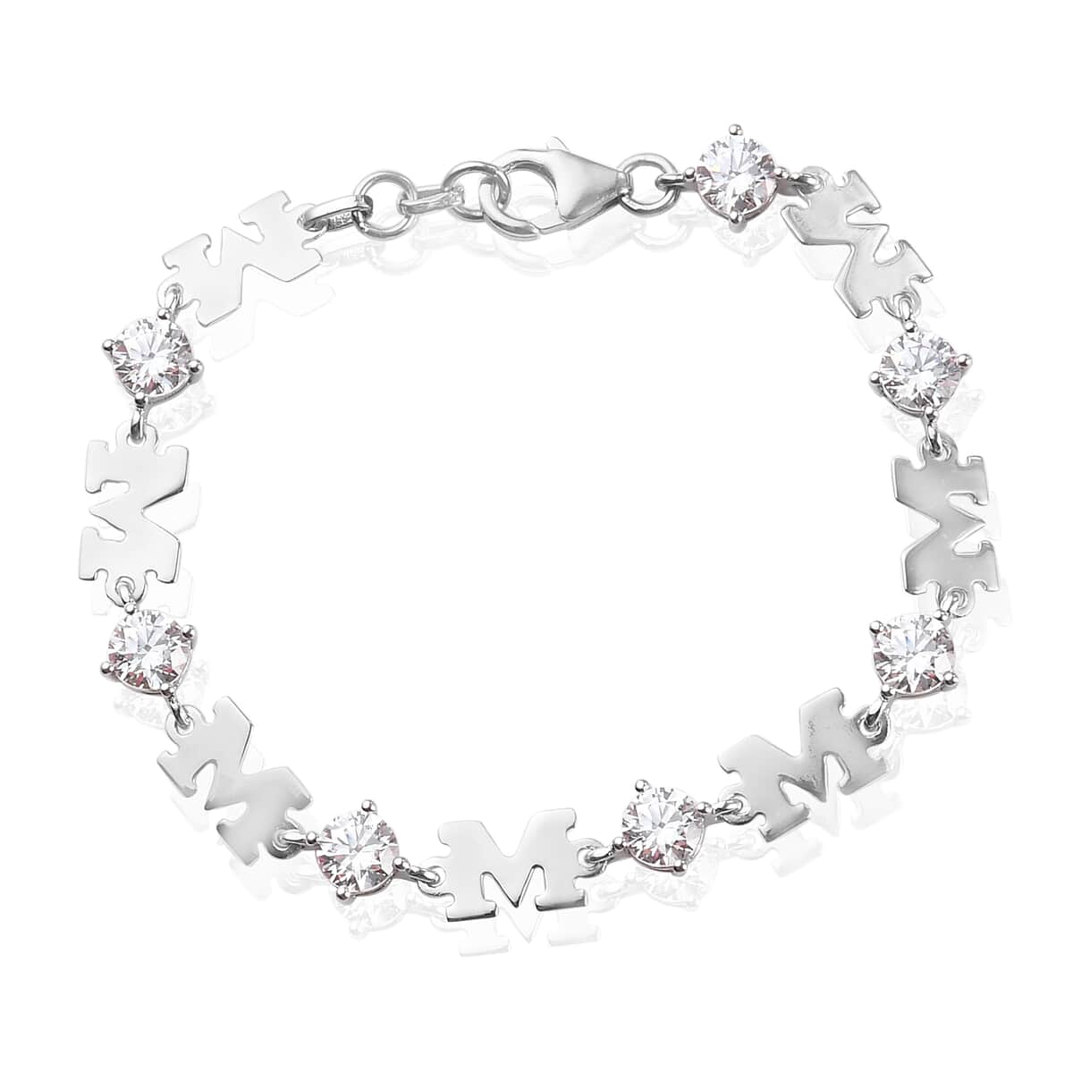 Lustro Stella Made with Finest CZ MOM Bracelet in Platinum Over Sterling Silver (7.25 In) 8.00 ctw image number 0