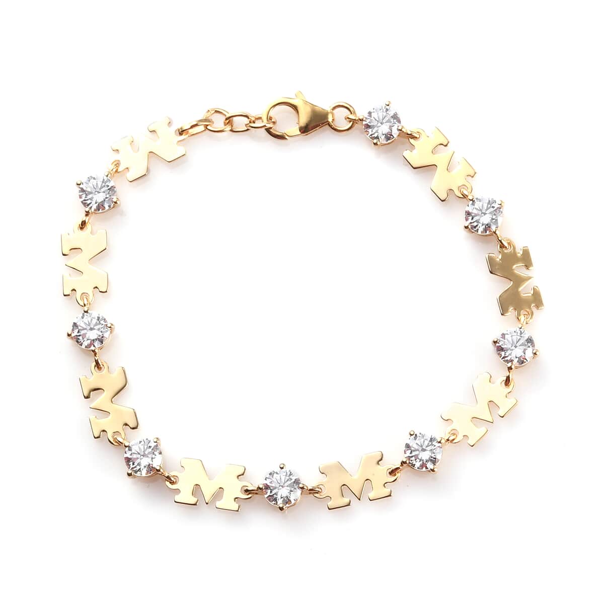Lustro Stella Made with Finest CZ MOM Bracelet in Vermeil Yellow Gold Over Sterling Silver (7.25 In) 8.00 ctw image number 0