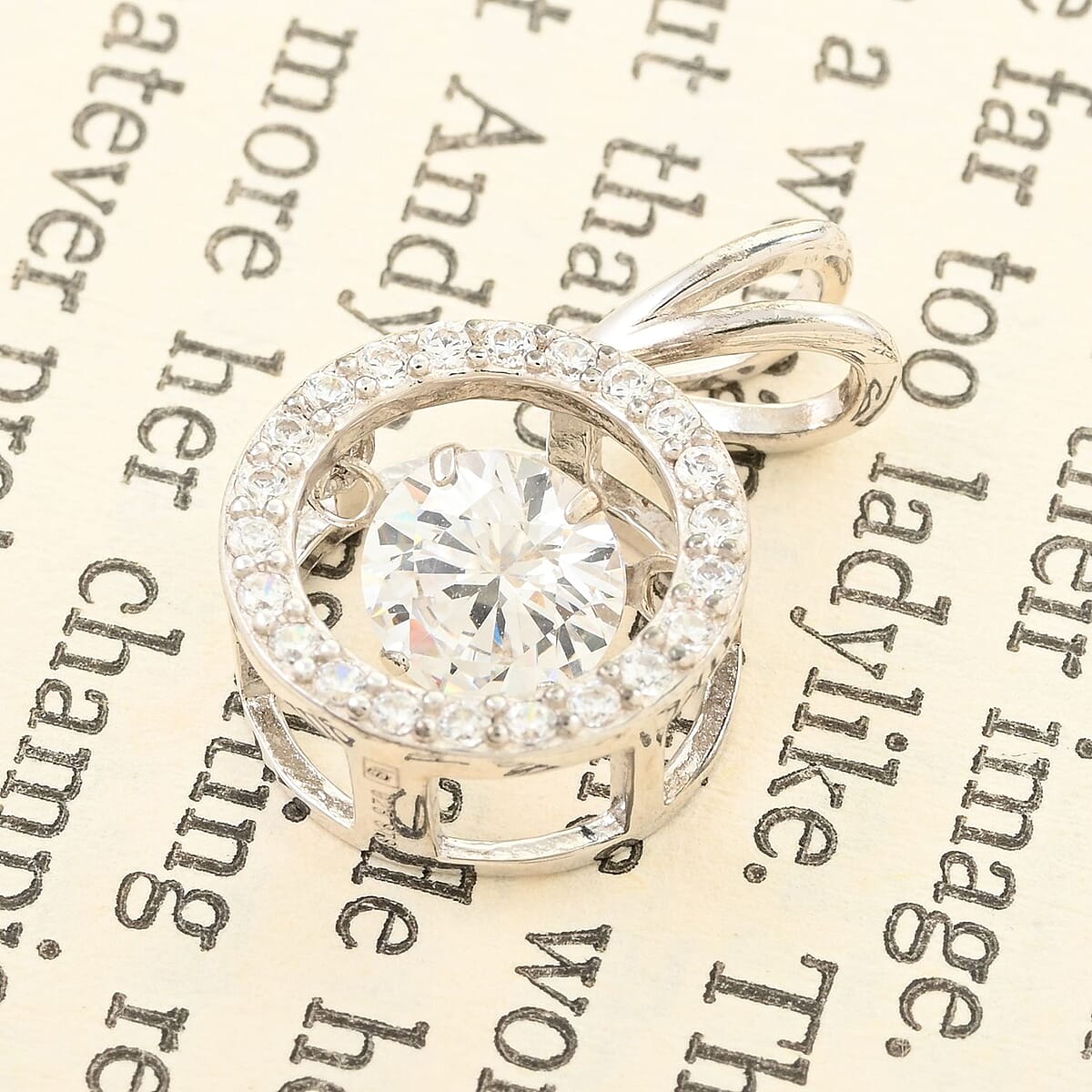 Simulated Diamond Pendant in Platinum Over Sterling Silver image number 1