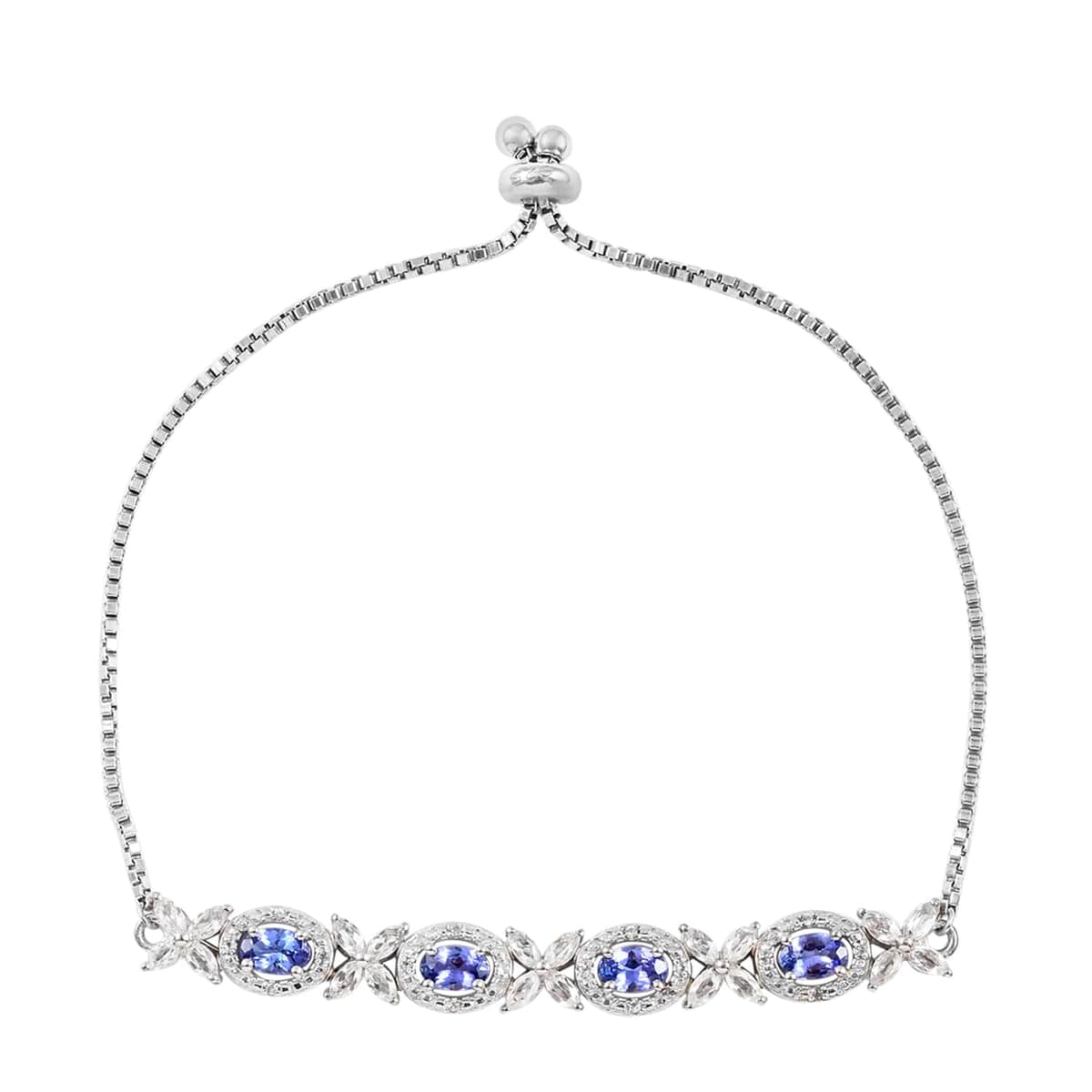 Tanzanite and White Topaz Bracelet in Platinum Over Sterling Silver 4.00 ctw image number 0