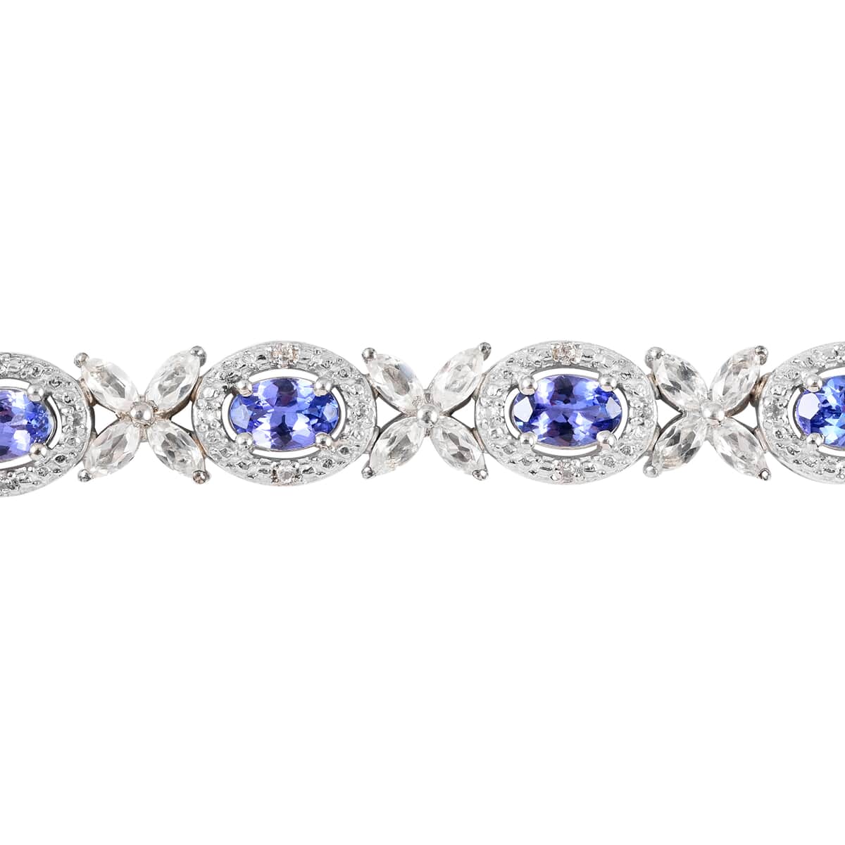 Tanzanite and White Topaz Bracelet in Platinum Over Sterling Silver 4.00 ctw image number 2