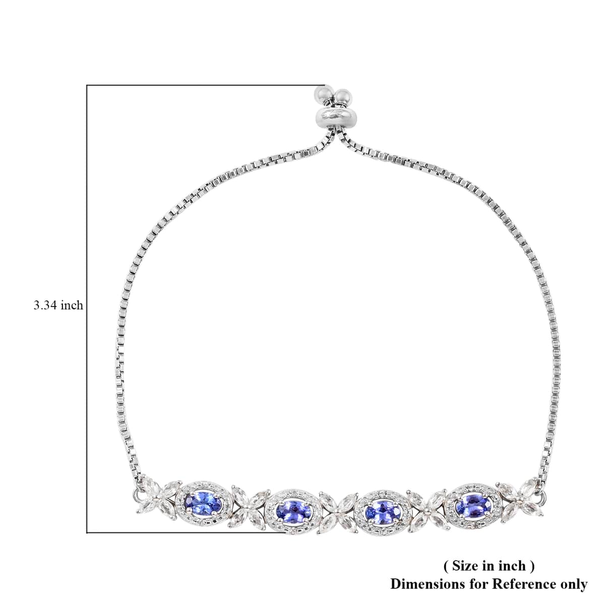 Tanzanite and White Topaz Bracelet in Platinum Over Sterling Silver 4.00 ctw image number 5