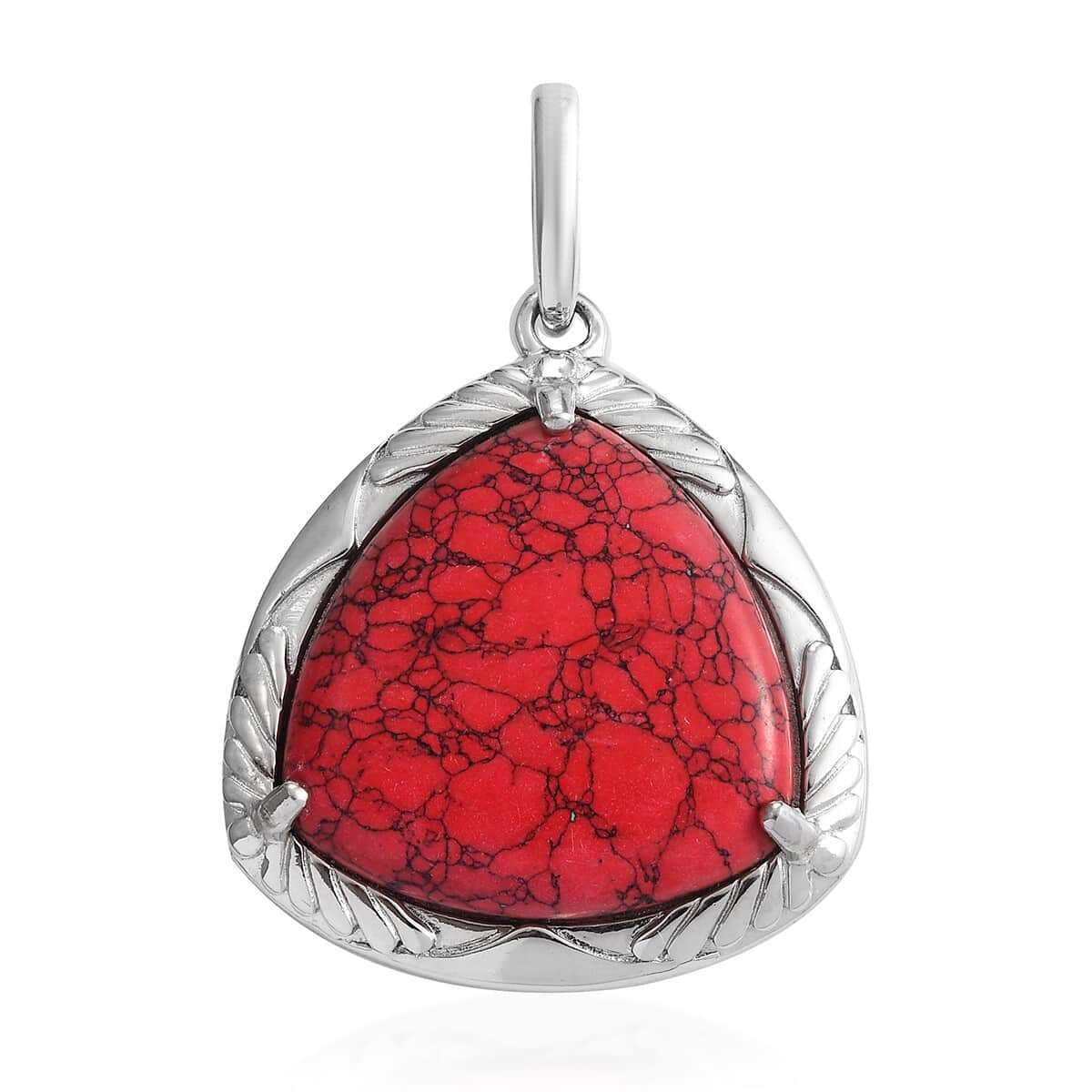 Red Howlite Solitaire Pendant in Natural Bronze 37.00 ctw image number 0