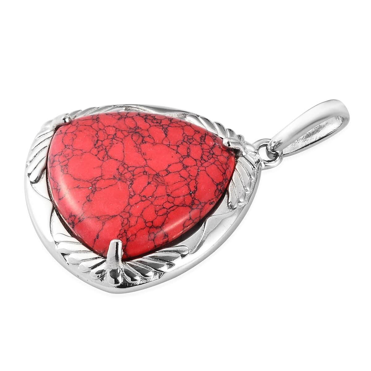 Red Howlite Solitaire Pendant in Natural Bronze 37.00 ctw image number 3