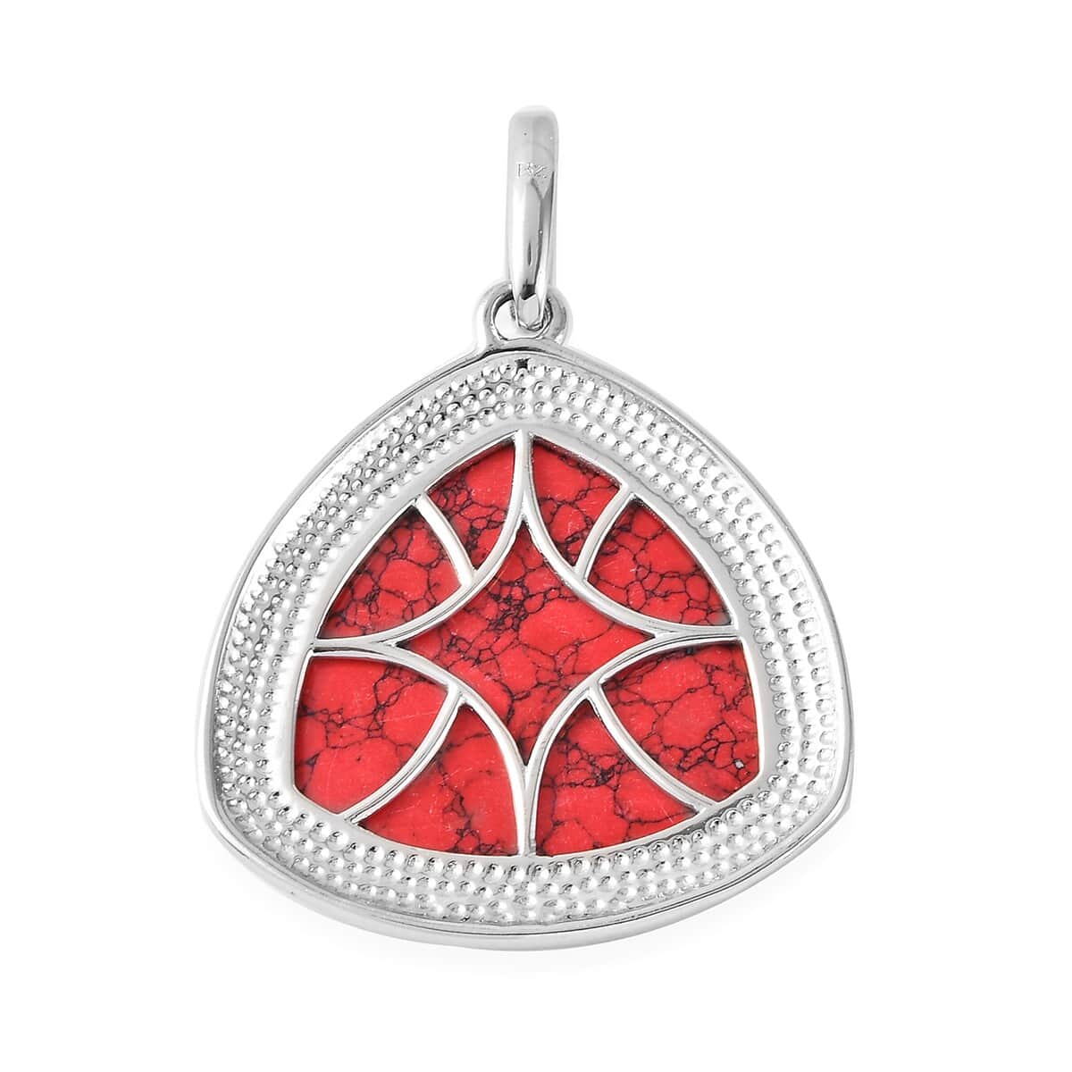 Red Howlite Solitaire Pendant in Natural Bronze 37.00 ctw image number 4