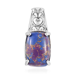 Mojave Purple Turquoise Solitaire Pendant in Platinum Over Copper with Magnet 6.85 ctw