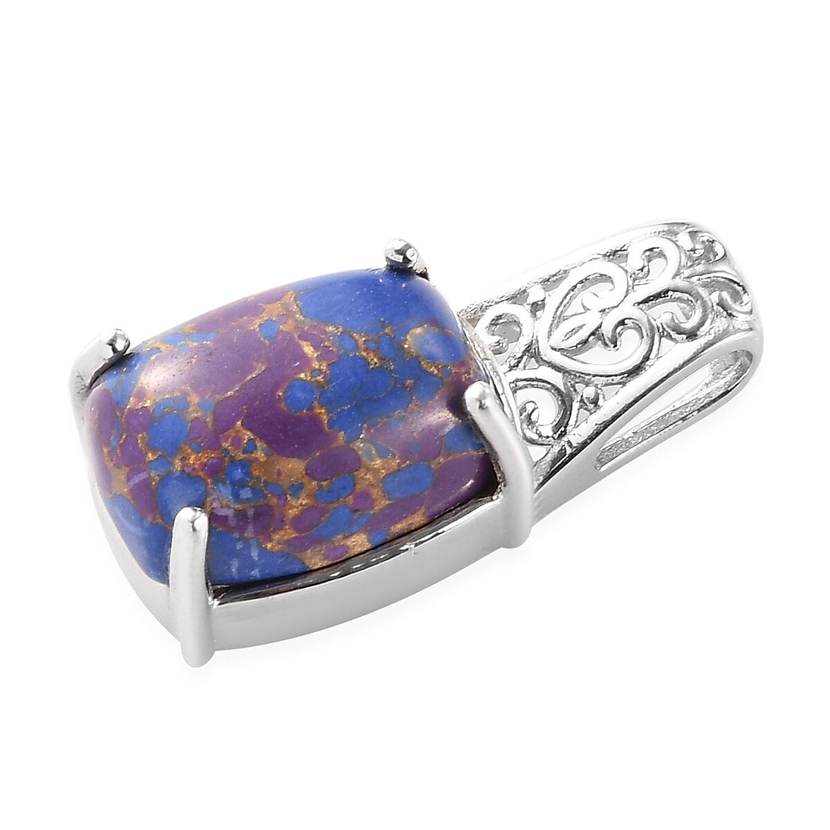 Mojave Purple Turquoise Solitaire Pendant in Platinum Over Copper with Magnet 6.85 ctw image number 2