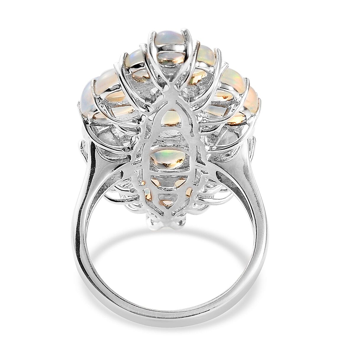 Ethiopian Welo Opal Cluster Ring in Platinum Over Sterling Silver (Size 11.0) 8.15 ctw image number 4