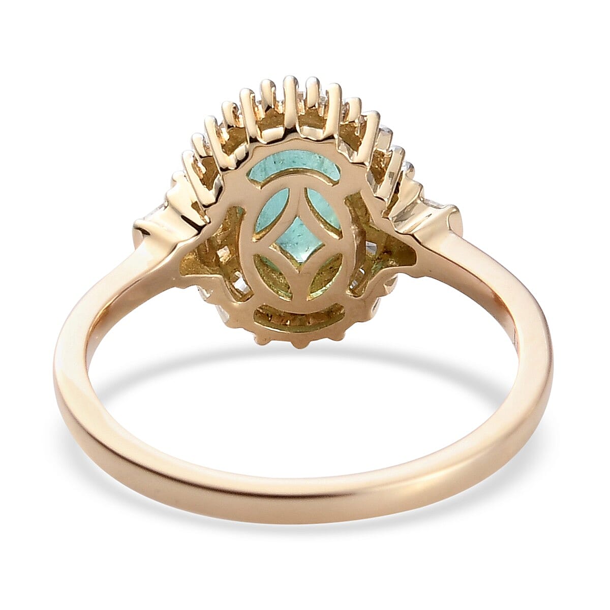 Luxoro 10K Yellow Gold AAA Kagem Zambian Emerald and G-H I3 Diamond Halo Ring (Size 6.0) 2 Grams 0.90 ctw