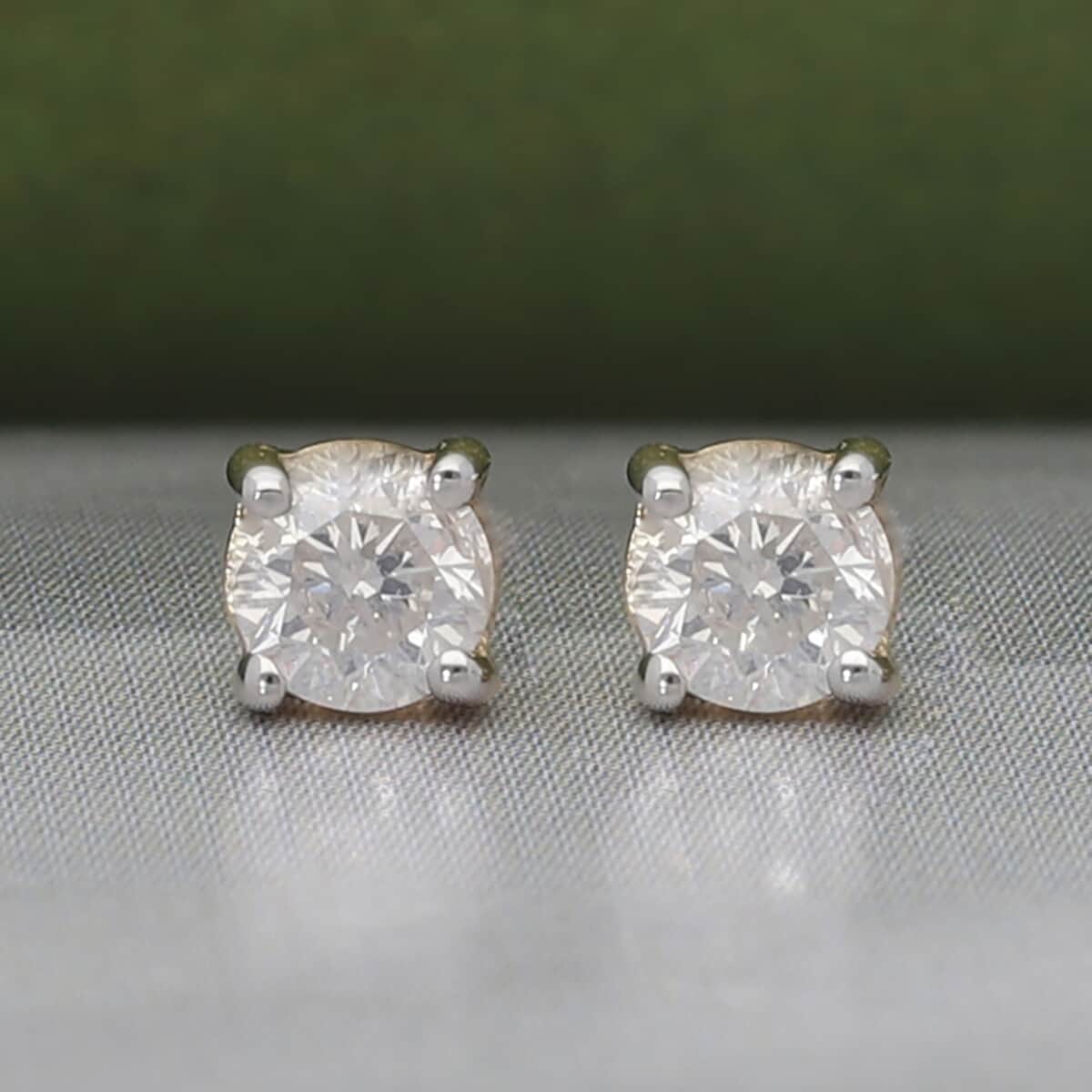 SGL Certified 10K Yellow Gold Diamond (G-H, I3) Stud Earrings 0.33 ctw image number 1