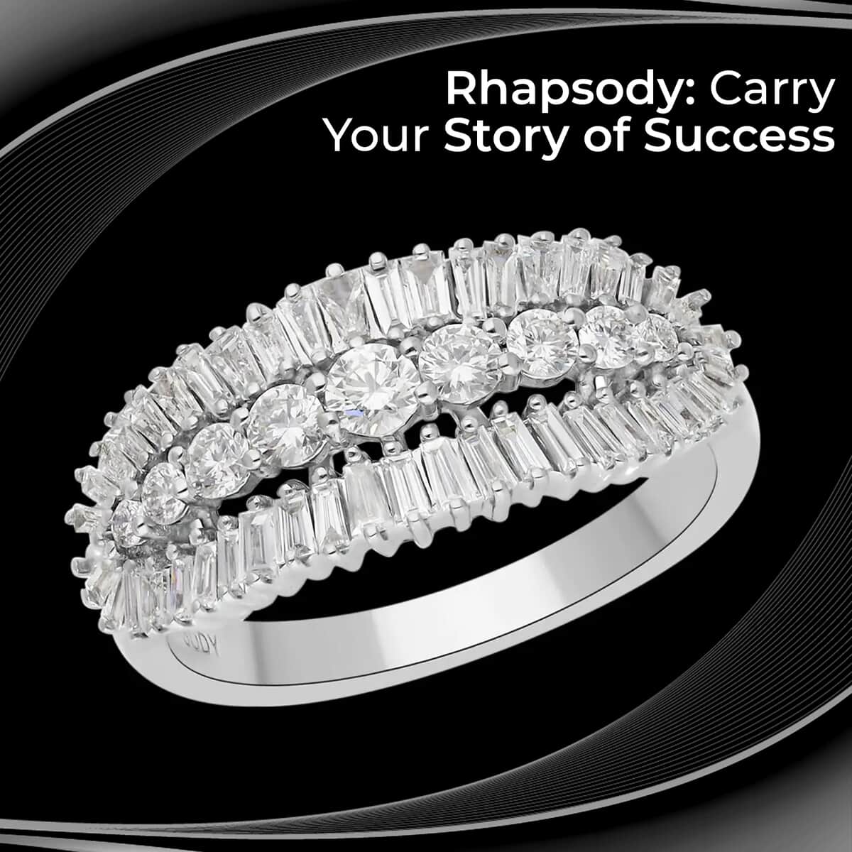 Rhapsody IGI Certified 950 Platinum Diamond (E-F, VS) Ring, Wedding Band Ring For Women (Size 10.0) (6 g) 1.00 ctw image number 1