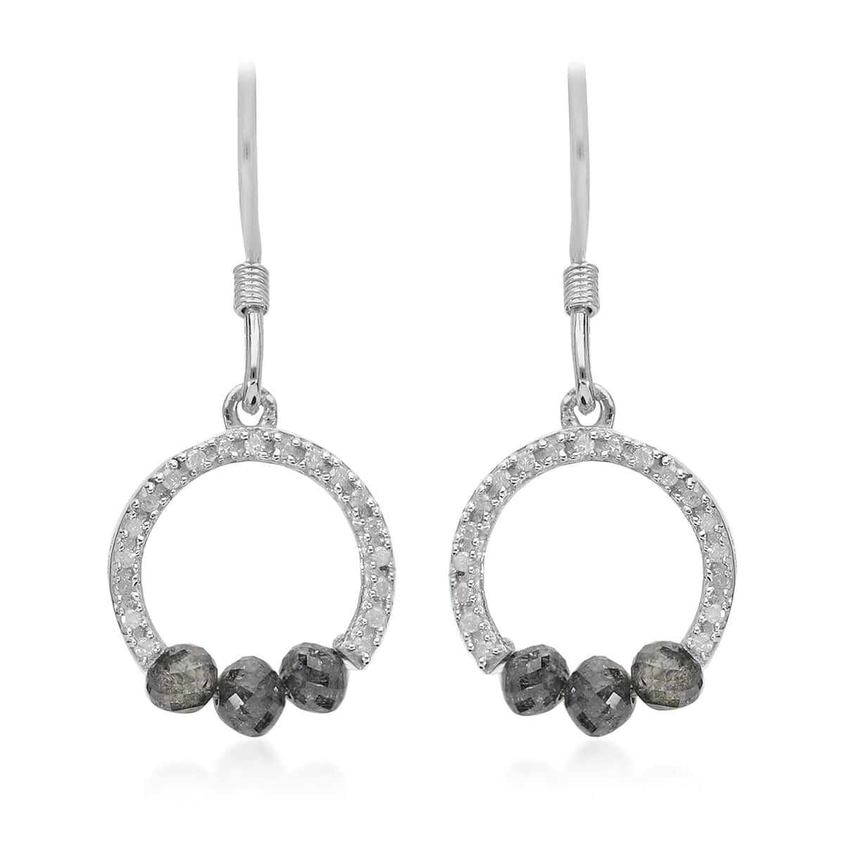 Salt and Pepper, Diamond Earrings in Platinum Over Sterling Silver 2.15 ctw image number 0