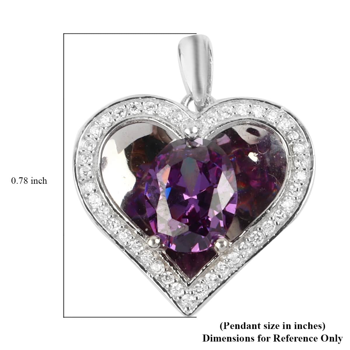 Simulated Purple and White Diamond Pendant in Platinum Over Sterling Silver image number 2