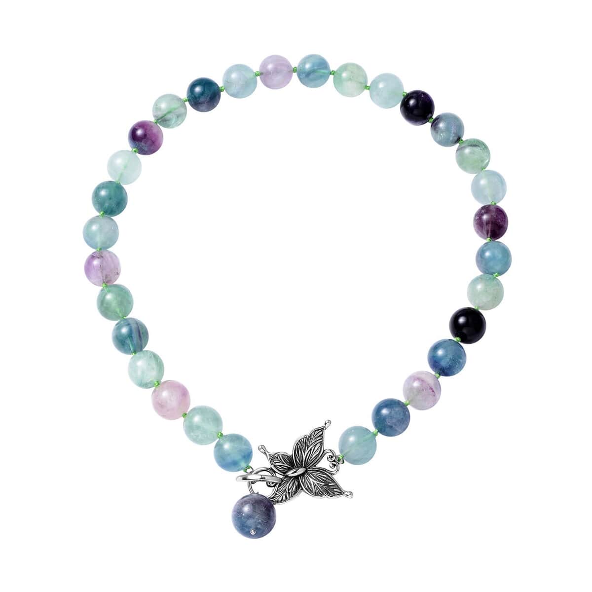 Premium Multi Fluorite 13-17mm Beaded Necklace 20 Inches with Butterfly Front Toggle Lock in Stainless Steel 792.00 ctw image number 0