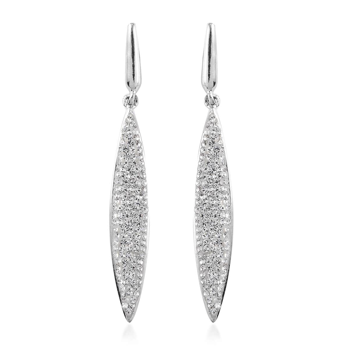 White Platina Crystal Earrings in Platinum Over Sterling Silver image number 0