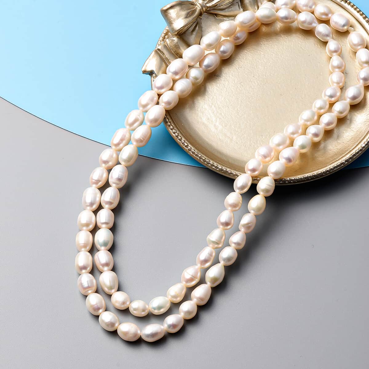 White Freshwater Cultured Pearl Necklace 28 Inches image number 1