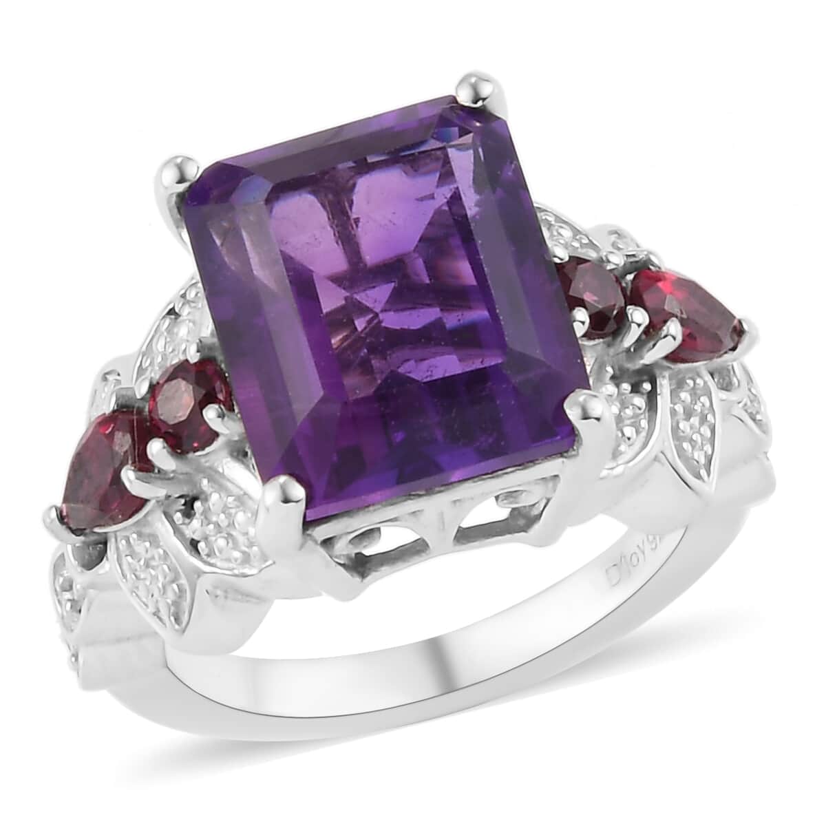 Amethyst and Multi Gemstone Ring in Platinum Over Sterling Silver (Size 7.0) 6.90 ctw image number 0