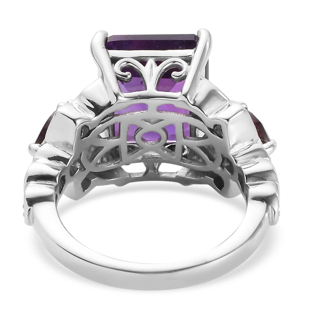 Amethyst and Multi Gemstone Ring in Platinum Over Sterling Silver (Size 7.0) 6.90 ctw image number 4