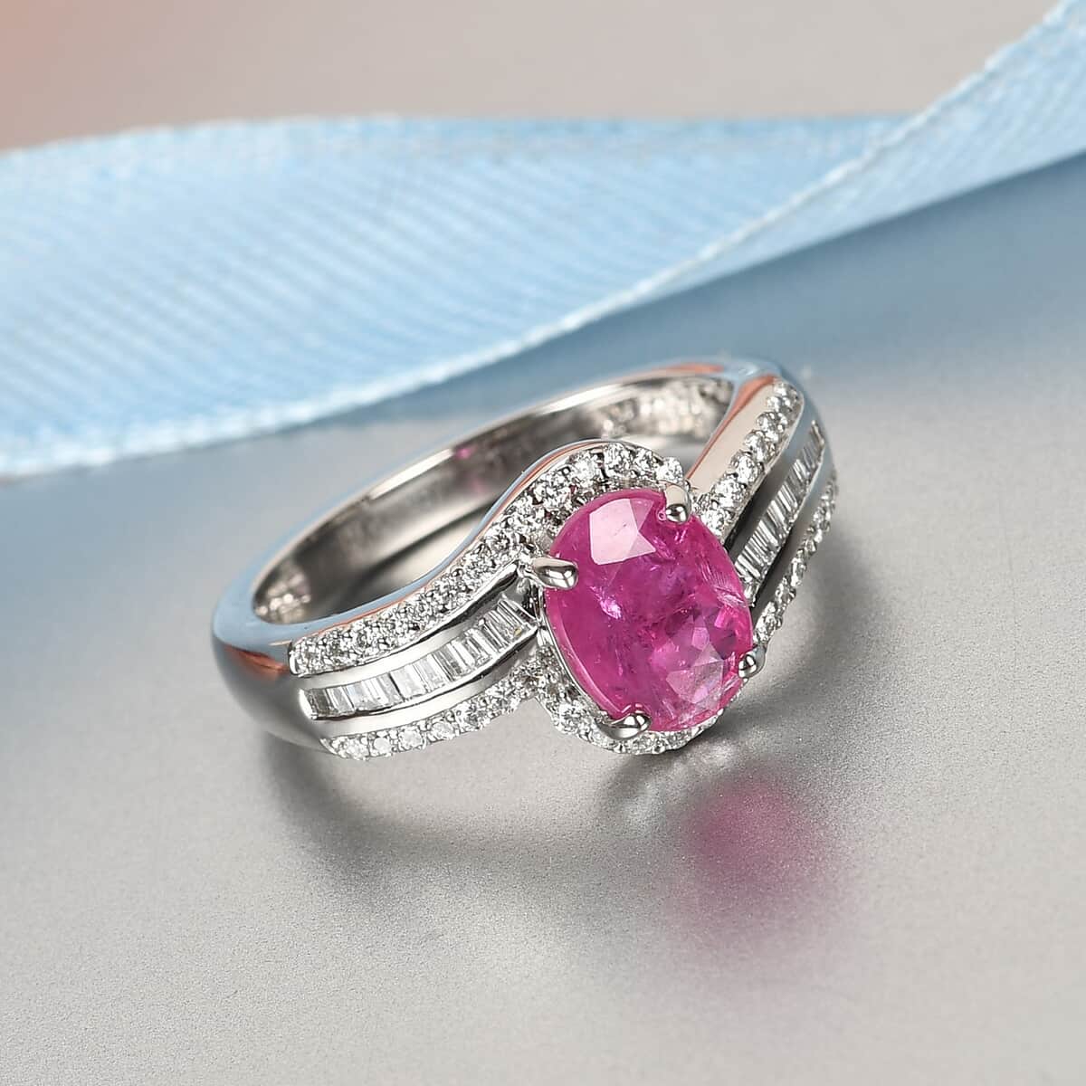 Rhapsody 950 Platinum AAAA Mozambique Ruby and E-F VS2 Diamond Ring (Size 7.0) 5.65 Grams 2.00 ctw image number 1