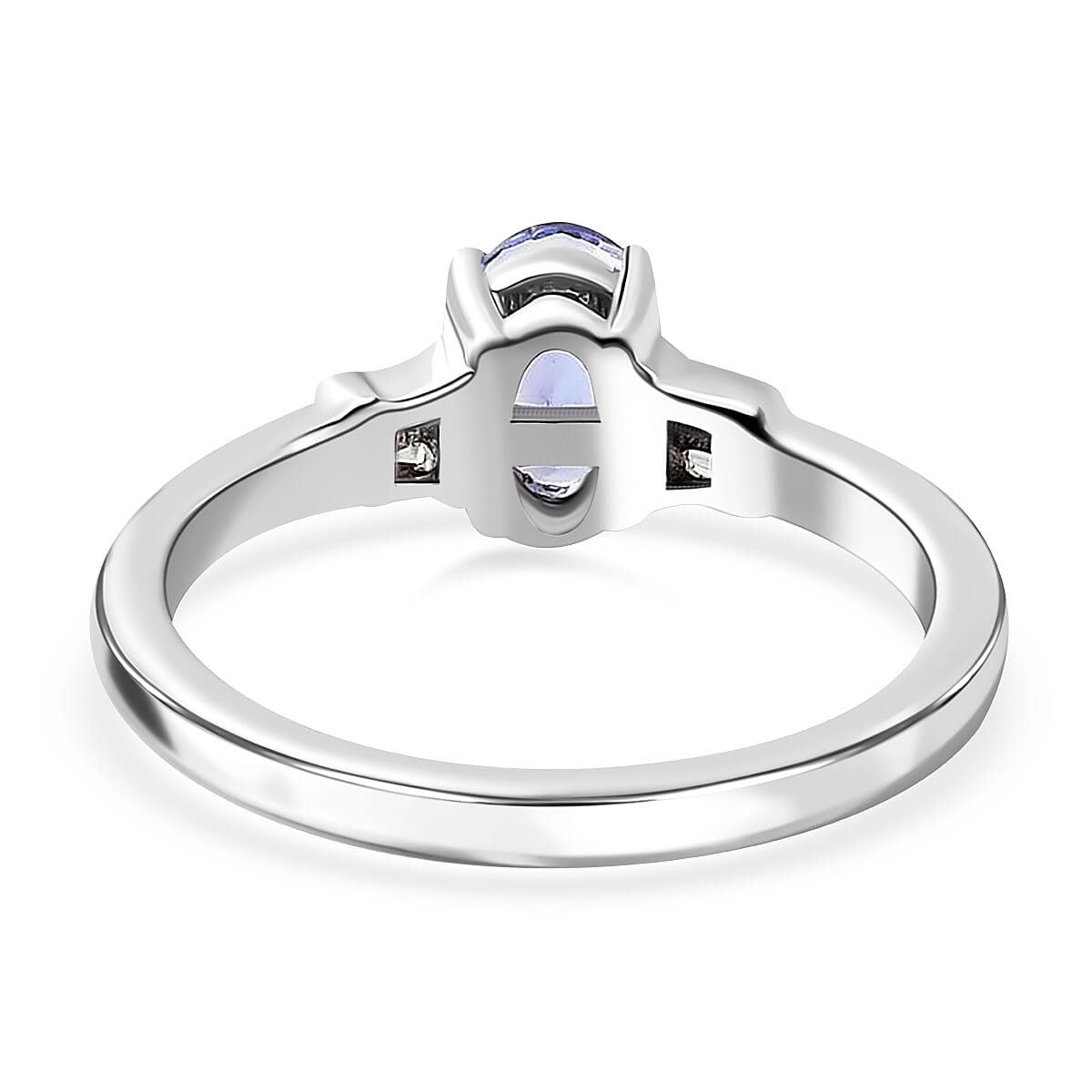 Tanzanite and White Zircon 1.50 ctw Ring in Platinum Over Sterling Silver (Size 11.5)