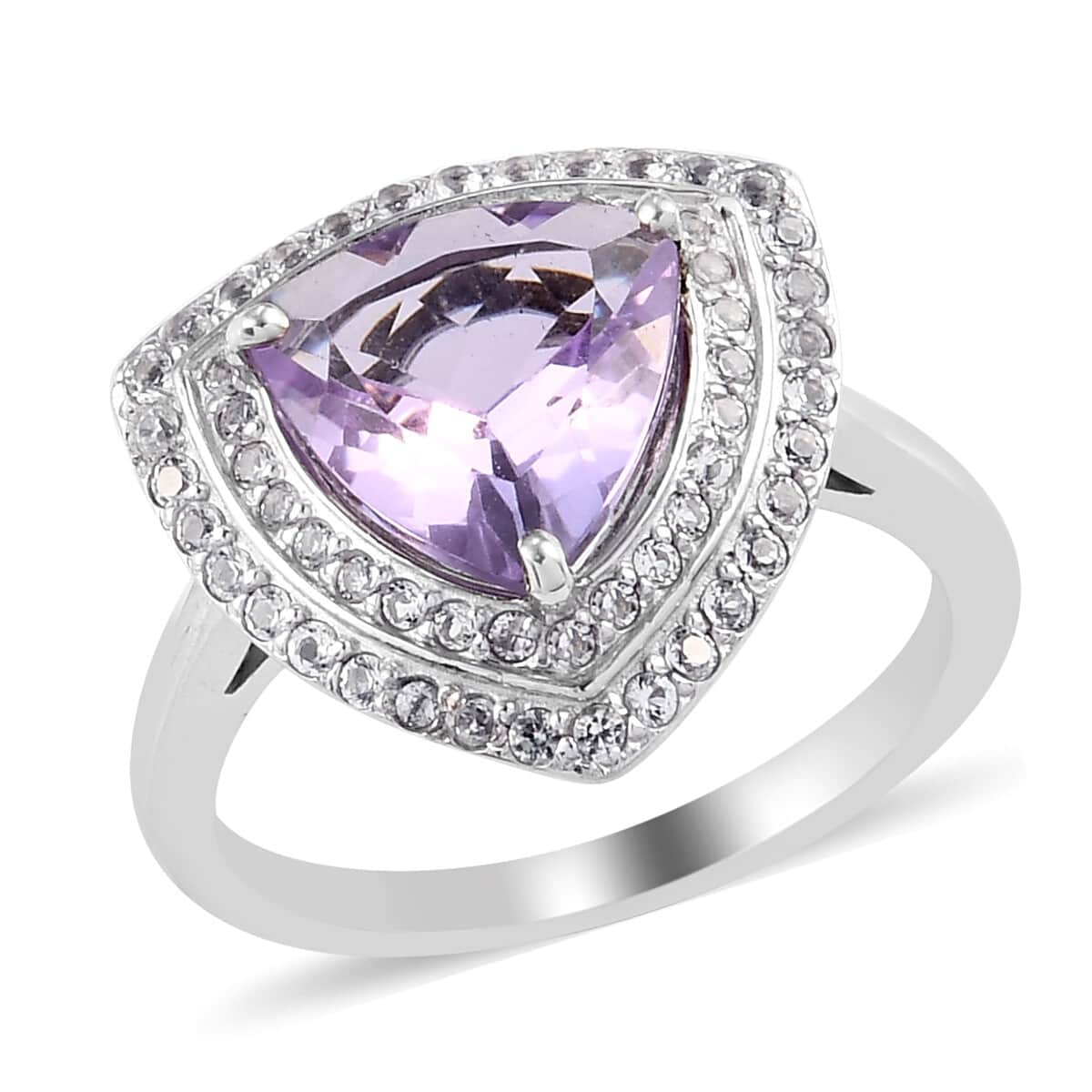 Rose De France Amethyst and White Topaz Ring in Platinum Over Sterling Silver (Size 8.0) 3.60 ctw image number 0
