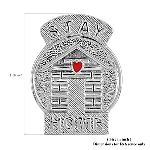 Enameled Stay Home Brooch in Platinum Bond