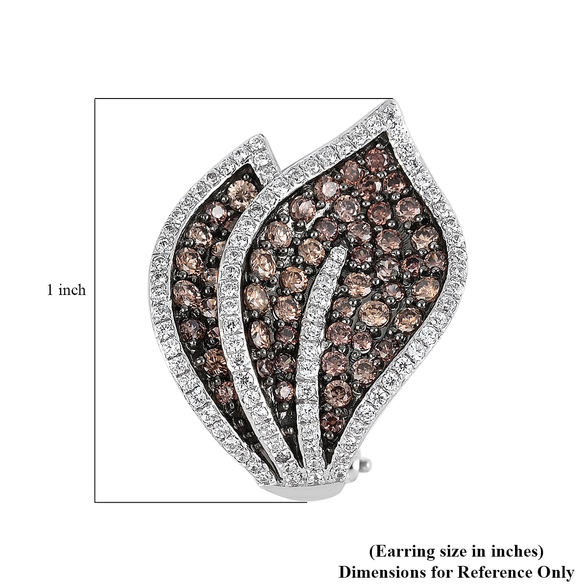 Simulated Champagne Diamond and Simulated White Diamond Earrings in Platinum Over Sterling Silver image number 4