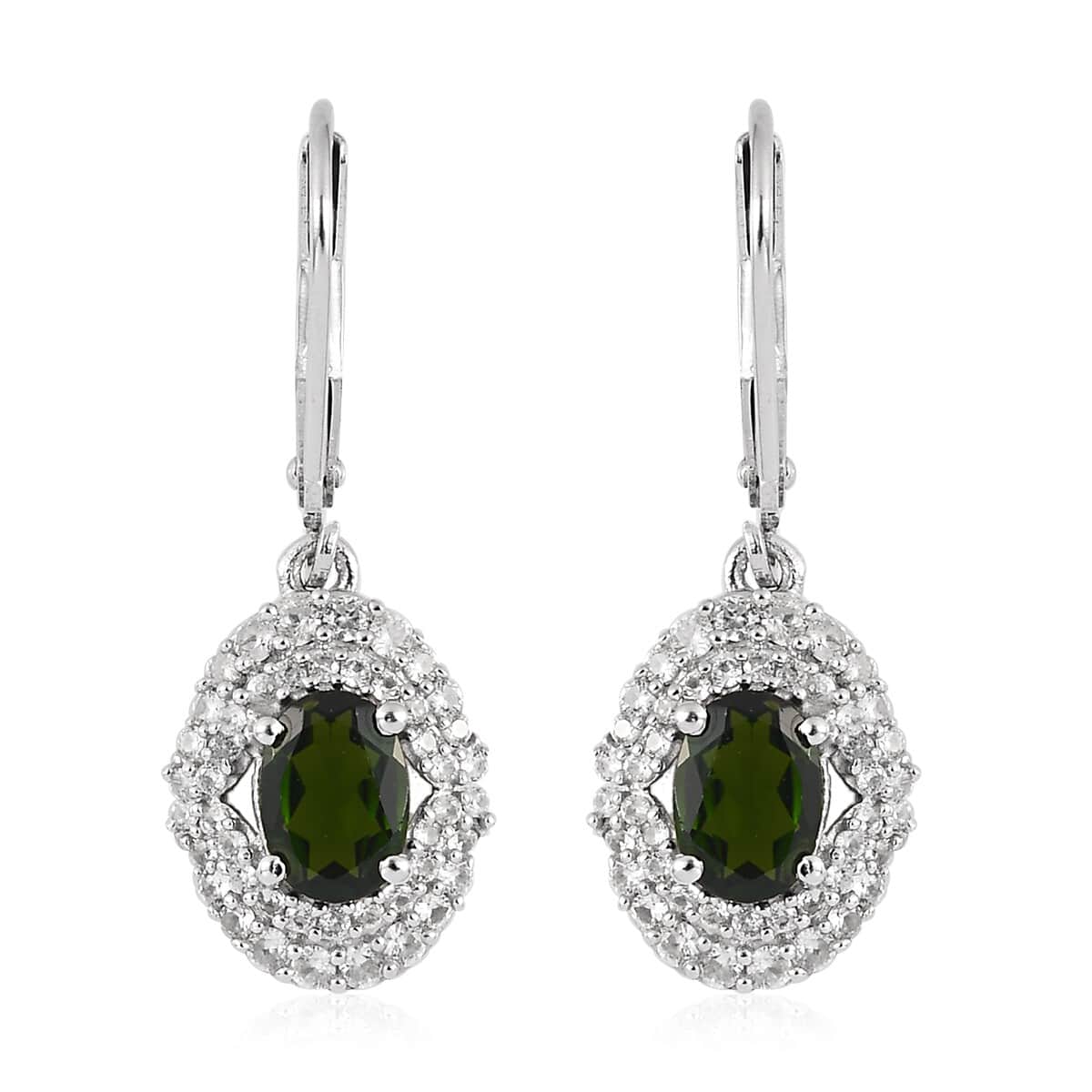 Chrome Diopside and Zircon Earrings in Platinum Over Sterling Silver 4.00 ctw image number 0