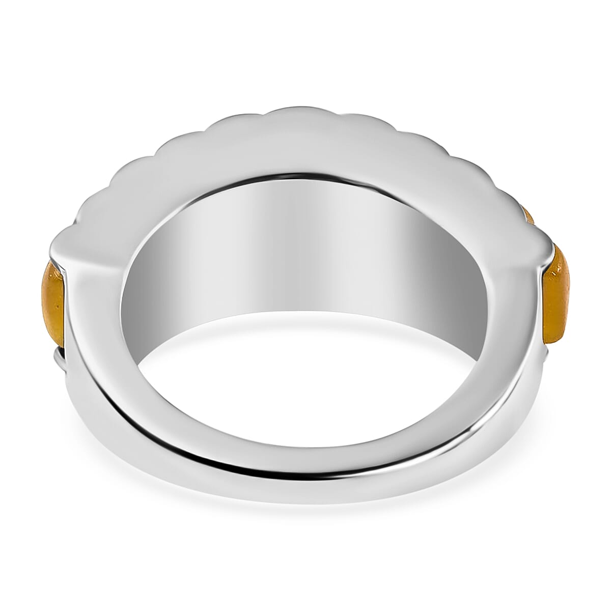 Yellow Jade 14.00 ctw Ring in Rhodium Over Sterling Silver (Size 5.5)
