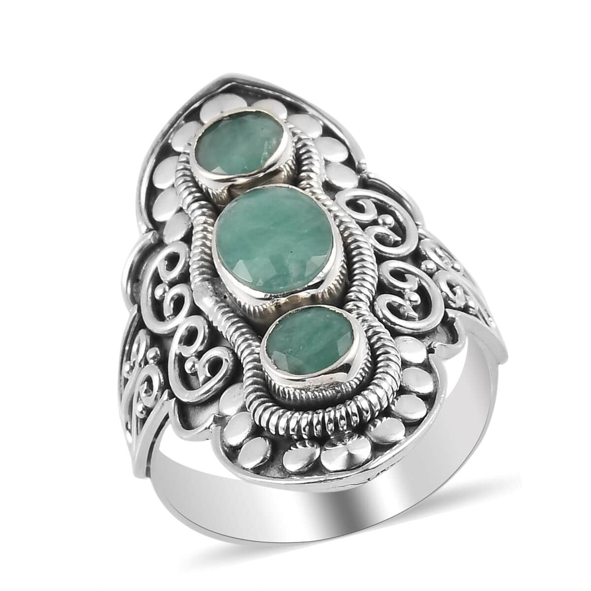 Socoto Emerald Ring in Platinum Over Sterling Silver (Size 8.0) 2.40 ctw image number 0