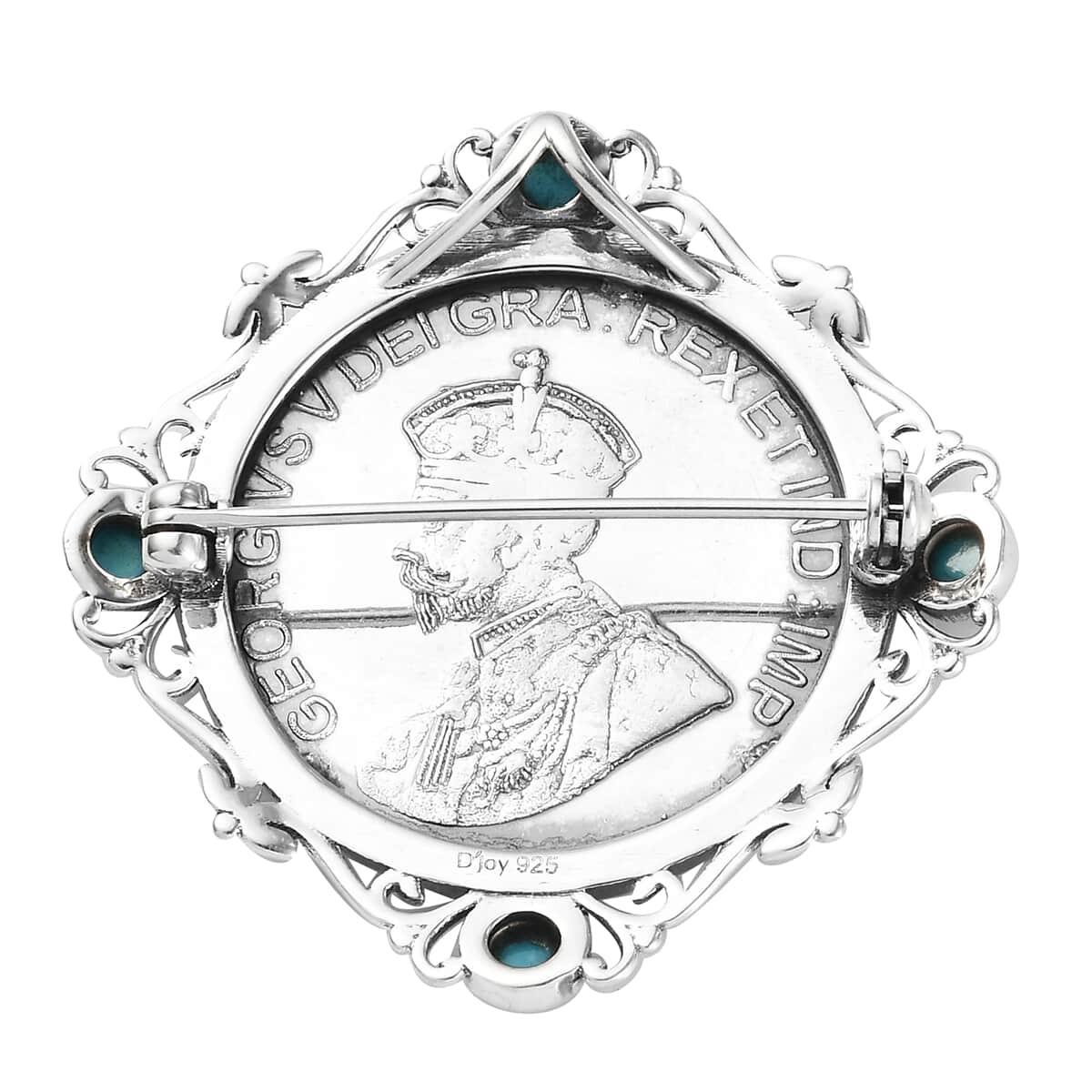 Sleeping Beauty Turquoise Brooch or Pendant in Sterling Silver 1.10 ctw image number 4