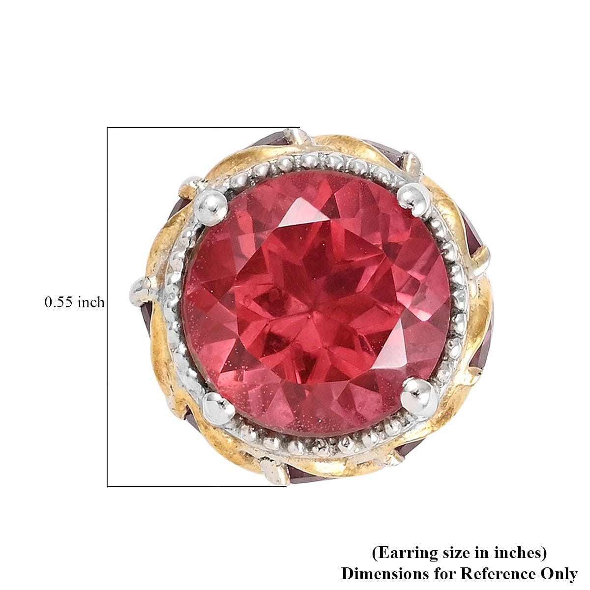 Papaya Quartz (Triplet) and Orissa Rhodolite Garnet Earrings in 14K Yellow Gold and Platinum Over Sterling Silver 7.70 ctw image number 4